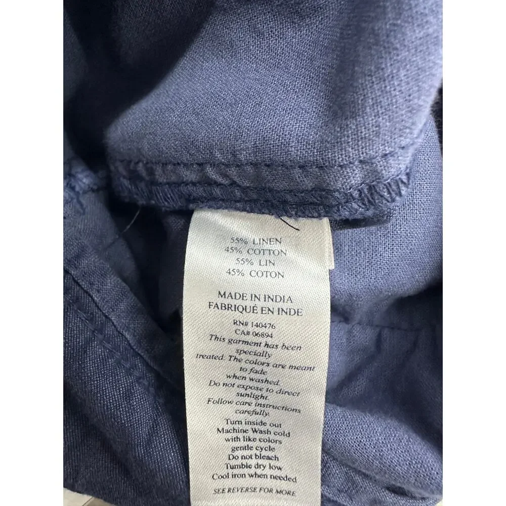 Faherty Malibu Short Men 36 Dark Navy Linen Cotton Chino Preppy Beach Casual